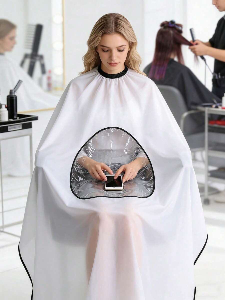 1pc High-Quality Anti-Static Hair Cutting Cape, Made Of Anti-Adhesion Fabric, Perfect For Precision Haircuts. Tailored For Barbers And Stylists, Featuring Transparent Design And Premium Materials, Ideal For Hair Salon Use - Multicolor - View 1