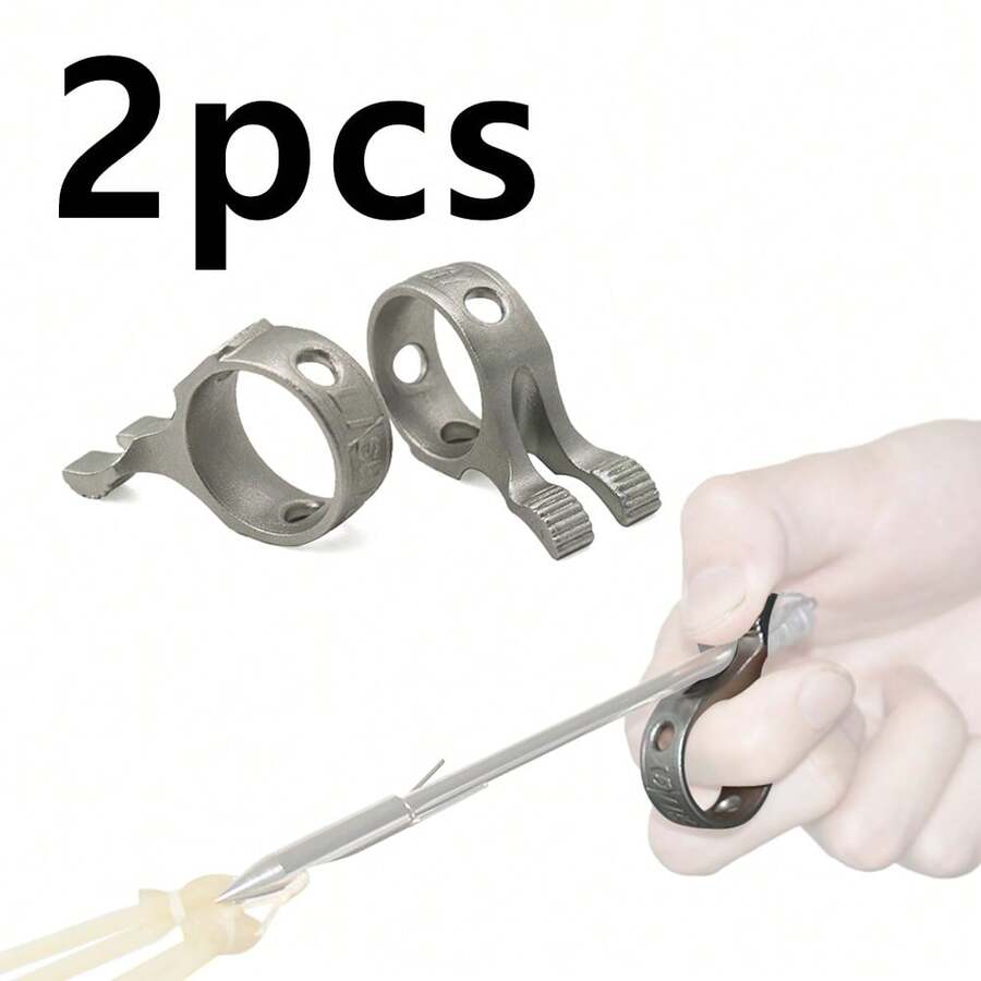 2pcs Outdoor Hunting Alloy Finger Rings, Shooting Practice And Competition Equipment, Holiday And Birthday Gifts For Men And Women