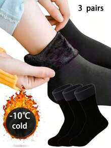 6/3 Pairs Women's Mid-Calf Socks, High Elasticity Warm Socks, Solid Color Thick Socks Suitable For Men And Women Daily Wear - Multicolor - View 8