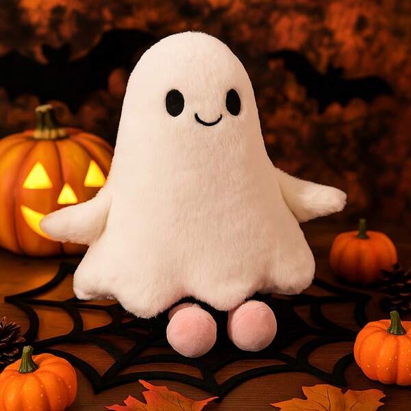 Cute White Ghost Plush Toy Halloween Decor Soft Stuffed Animal Plushie