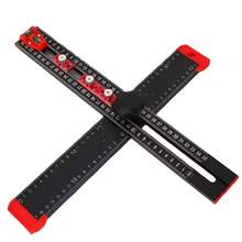 1pc 2-In-1 Drill Positioning Ruler, Combination Square, T-Square, Cabinet Hardware Positioning Clamp, Drawer Installation Woodworking Tool, 4-In-1 Drill Positioning Ruler, 35cm Long, Multi-Function Cabinet Hardware Positioning Clamp, Metric T-Square, Black Marking Gauge Tool - A - View 9