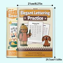 English Alphabet & Sight Word Learning Notebooks, Uppercase Lowercase Letter Tracing, Handwriting Practice, High-Frequency Word Search And Color, Early Reading Vocabulary Writing Activities, Homeschool Classroom Back To School Supplies - Learning Focus - View 4