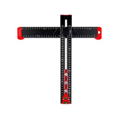 2-In-1 T-Square Drill Hole Positioning Ruler, Aluminum Alloy Multi-Function Angle Ruler Marking Measurement Tool, Suitable For Woodworking Cabinet Hardware Fixture Drawer Installation