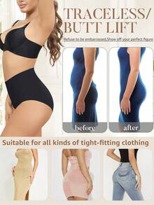 3pcs Women's High Waist Seamless Double Layer Patchwork Cross Strap Panties Full Coverage Soft - Multicolor - View 5