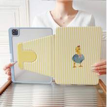 1件可愛條紋鴨子印花360°旋轉平板保護殼，相容 iPad 11/A16/10th Gen/Air4/5/6/Pro 12.9/2024/2025/2020/2021/2022/2023/10.2/10.9，相容 Galaxy Tab A8/A9 Plus/S6 Lite/S7/S9FE PLUS，相容小米，適用於辦公、旅行與居家使用，相容 Oppo Pad、MatePad、Pad、Honor Pad、Xiaoxin Pad - 彩色 - 查看 11
