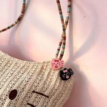 SANRIO Large Ins Style Korean Cute Cool Summer Straw Woven Cat Handbag, Portable Large Capacity Versatile Bag (No Accessories) - View 4