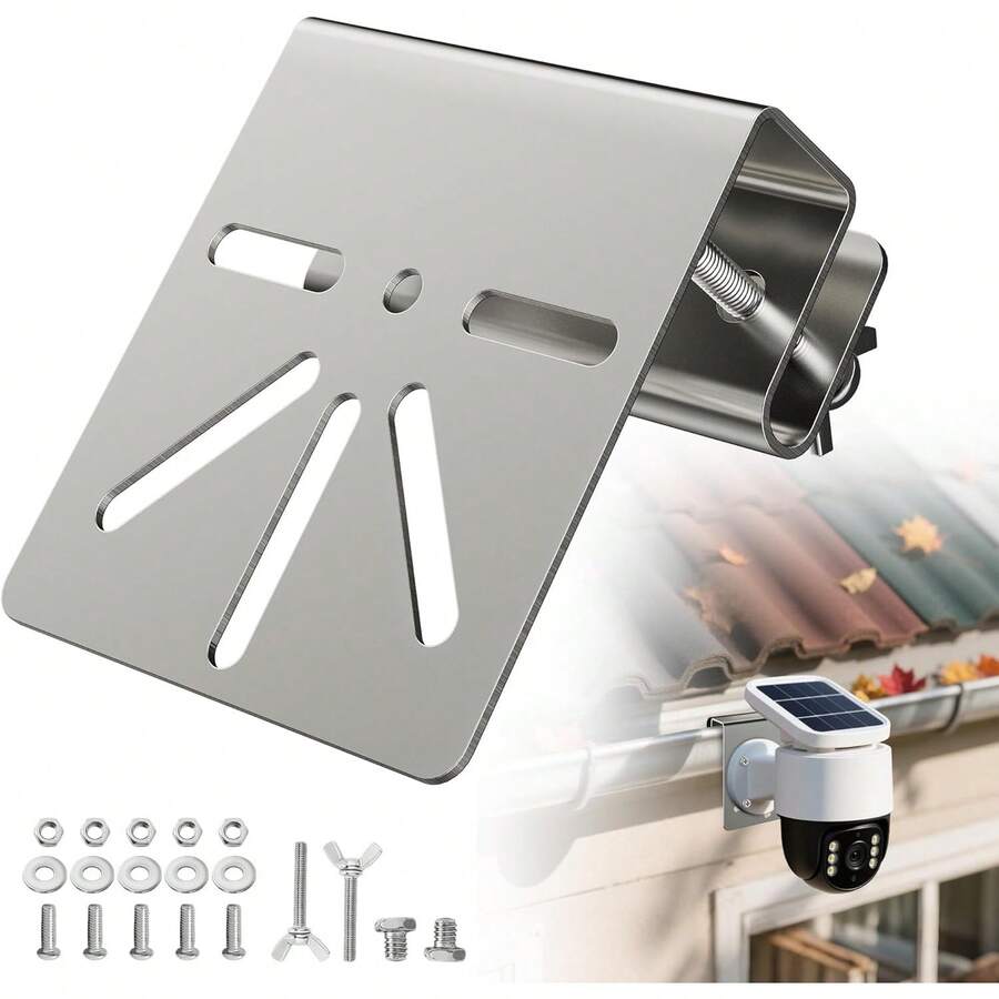 Security Camera Eave Mount Bracket, Outdoor Stainless Steel Eave Camera Mounting Base, Includes Rust-Proof Screws, Suitable For Security SoloCam S340 And PTZ Dome Cameras, Portable No-Drill Design - A - View 1