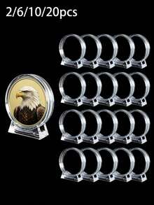 Acrylic Challenge Coin Display Stand Vertical Military Commemorative Coin Storage Rack With Base Suitable For 1.57 Inch Diameter Coins Home Decor - Multicolor - View 1