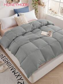1pc Down Comforter - Quilted Duvet, All-Season Comforter, Down Alternative Comforter - Grey - View 2