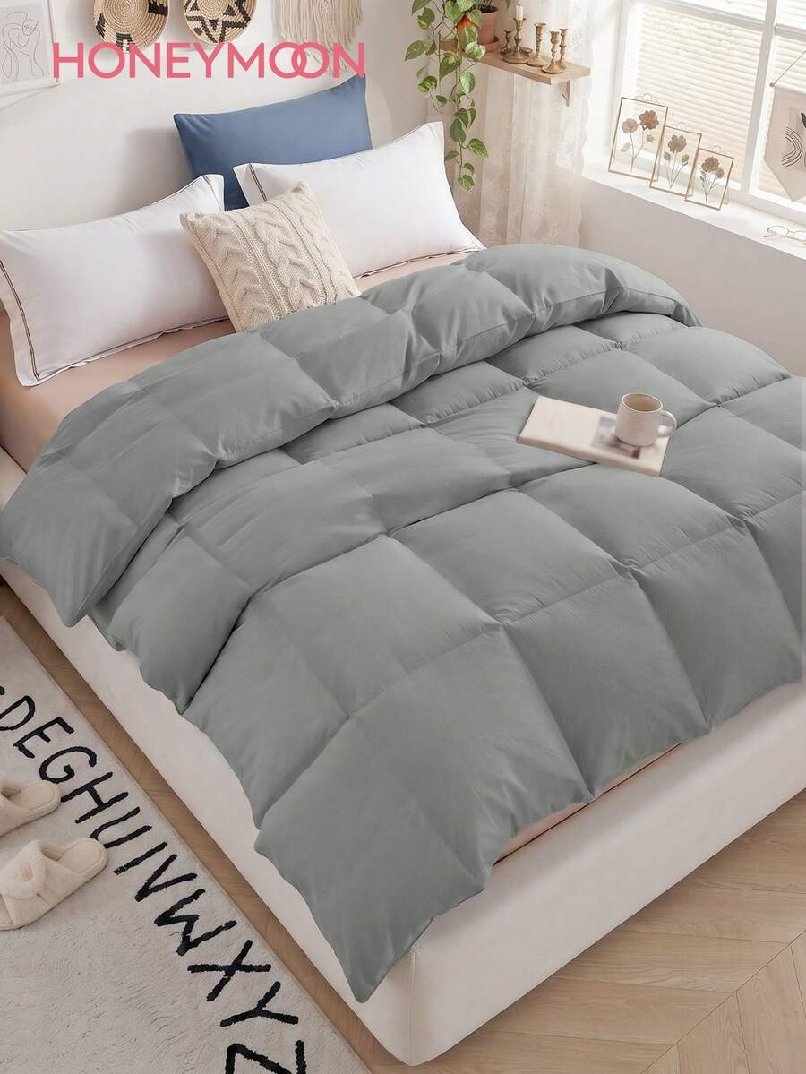 1pc Down Comforter - Quilted Duvet, All-Season Comforter, Down Alternative Comforter