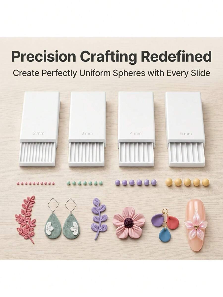 4pcs Gel Clay Ball Roller Tools 2mm To 5mm Clay Molds Plastic Soft Clay Round Ball Shaping Tools Nail Art Bead Gel Flower Styling Tools DIY Earring Jewelry Handmade Crafting Accessories