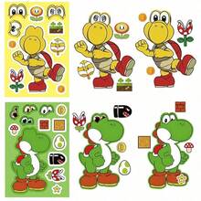 SUPER MARIO BROS. 1set/8pcs Anime . Puzzle Sticker Game Kawaii Makes A Face Sticker Cute Cartoon DIY Puzzle Toy Sticker, The Perfect Holiday Gift For Boys And Girls(Stochastic Style) - Multicolor - View 3