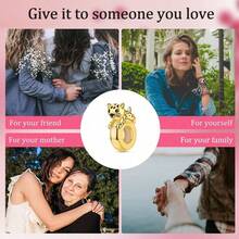 1pc Silver Plated Fierce Beast Spacer Bead, 3D Tiger Leopard Lion Crouching Design, Engraved Decoration Anti-Slip Positioning, Suitable For Basic Bracelets, Personalized , Ideal For Handmade DIY Beading And Holiday Gift Wearing - Gold - View 9