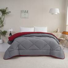 Soft Quilted Polyester Comforter With Reversible Design And Diamond Stitching, Comfortable Bed Filling, Available In Sizes 180x240cm, 220x240cm, And 240x260cm - Red - View 2