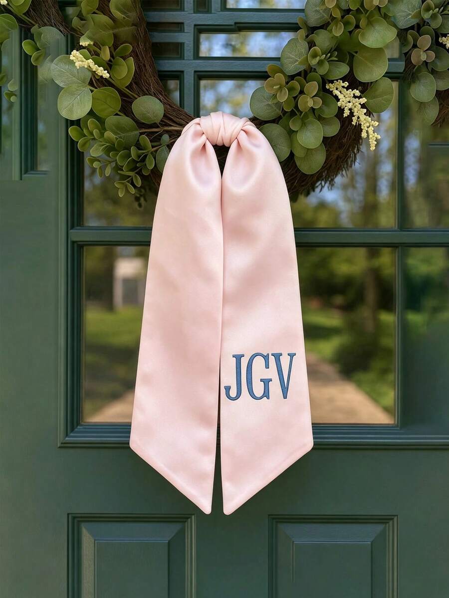 Personalized Letter Wreaths And Sashes, Custom Front Door Wreaths And Sashes, Custom Initial Letter Door Decorations, Embroidered Front Door Bows, Letter Wreath Ribbons, Wreath Scarves, Suitable For Christmas, Parties, Weddings, And Home Decor. - Multicolor - View 1