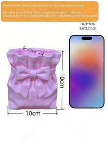 1pc French Sweet Bow Makeup Brush Holder, Pink & White Color, Suitable For Vanity, Bathroom Countertop, Home Storage, Girly Style, Valentine's Day And Girl Gift Choice - Multicolor - View 9