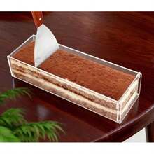 1 khuôn Tiramisu acrylic trong suốt có nắp, khuôn cheesecake hình chữ nhật tháo rời được, hộp bánh mousse vuông, khay đế bánh dài - trắng - Xem 1