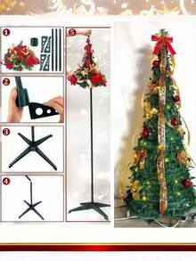 1.8 M Collapsible Artificial Christmas Tree, Quick & Easy To Assemble, Fold‑Up Xmas Holiday Decor Tree With Stable Stand For Indoor Home Party Decoration - Christmas Tree - View 8