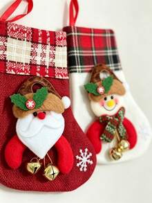 2pcs Christmas Stocking Gift Bags, Christmas Tree Hanging Decor, Winter Holiday Party Home Decoration Candy Snack Storage Bags - Multicolor - View 5
