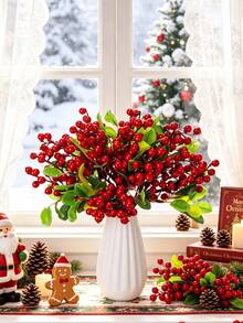 3PCS Red Berry Christmas Tree Branches, Christmas Tree Decoration, DIY Christmas Decoration, Wedding Winter Home Decoration, Fake Plants, Autumn Decoration, Bedroom Decoration, Christmas Decoration - Red - View 7