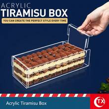 Transparent Acrylic Tiramisu Mold With Lid, Detachable Rectangular Cheesecake Mold, Mousse Square Cake Display Box, Cake Base Long Tray - White - View 1