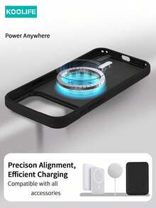 Koolife 1pc Tech Fabric Magnetic Phone Case, PC+TPU Material, Solid Color, Independent Metal Buttons, Lightweight Anti-Scratch Anti-Drop Protective Shell, For IPhone 18 Pro/18 Pro Max/17/17 Pro/17 Pro Max - Black - View 4