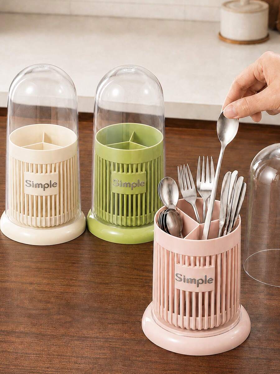 21/Pcs Cutlery Storage Box, Dust-Proof Storage Container, 3D Storage Rack, Multi-Functional Storage Box With Drainage Holes, Kitchen Accessories, Desktop Decor, Holiday Gift, Suitable For Knives/Forks/Spoons/Chopsticks/Peelers/Bottle Openers/Cleaning Brushes - View 1