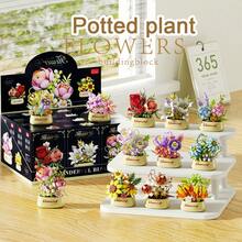 Mini Floral Potted Plant Building Block Set, DIY Eternal Bouquet Miniature Building Block Kit, Artificial Flower Desktop Decor Ornament, Creative Assembly Educational Toy, Suitable As Gift For Women And Girls - Multicolor - View 9