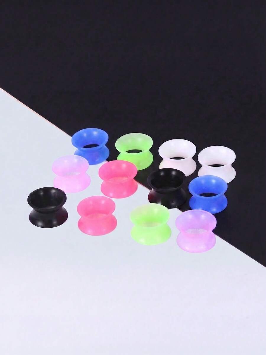 CIZME 12pcs/Set Multi-Color Silicone Ear Expanders, Flexible Ear ...