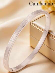 Camhanno 2pcs Couple Titanium Steel Mirror Minimalist Bracelets - Silver - View 4