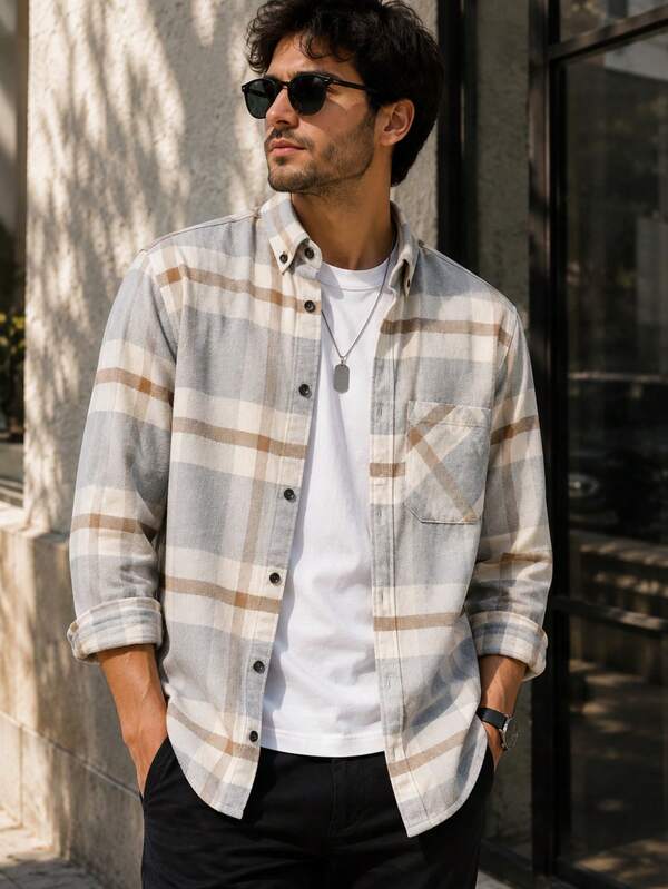 100% Cotton Linen, Breathable, Lightweight, Button-Down Collar, Men's Linen Shirt
