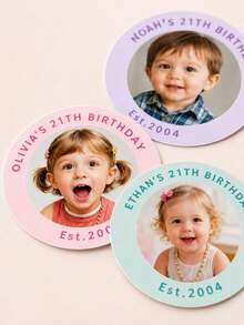 Personalized Custom Birthday Photo Stickers | Glossy Coated Waterproof, Suitable For Birthday Party, Shower Party, Bachelorette Party, Birthday Gift Packaging Labels, Paper - Multicolor - View 3