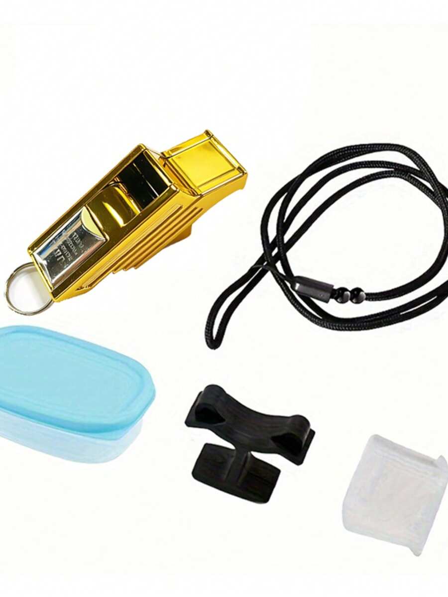 Gold Bracket Referee Whistle, Sports Whistle, Outdoor Emergency Survival Metal Whistle - Multicolor - View 1