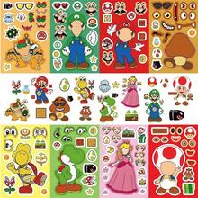 SUPER MARIO BROS. 1set/8pcs Anime . Puzzle Sticker Game Kawaii Makes A Face Sticker Cute Cartoon DIY Puzzle Toy Sticker, The Perfect Holiday Gift For Boys And Girls(Stochastic Style) - Multicolor - View 4
