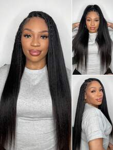 Y WIGS 55g 16-18 Inch Kinky Straight Miracle Knots Hair Feather Crochet Human Hair Natural Color 100% Real Human Hair Extensions Pre-Separated Human Crochet Hair For Knotless Boho Braids Soft, Lightweight, Time Saving Perfect For Beginner - SNatural - View 3