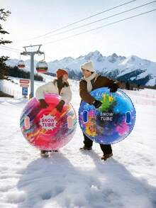 Inflatable Snow Tube - New Large Anti-Rollover Outdoor Adult Thickened Snow Sled/Cold-Resistant Snow Mat - Multicolor - View 3