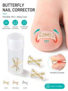 1pc X-Shaped Toenail Corrector Clip, Nickel Alloy & TPU Material Nail Correction Bracket, Flexible Invisible Nail Lift Patch, Suitable For Curved Toenails, Portable Foot Care Pedicure Tool, Suitable For Wearing Shoes And Daily Walking - Multicolor - View 2