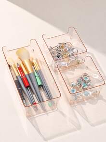1PC Drawer-Style Desktop Cosmetic Storage Box, Transparent Plastic Drawer Storage Box Set, Transparent Vanity Storage Box, Exquisite Storage Box, Desktop Drawer Divider Storage Box And Organizer, Suitable For Storing Cosmetics, Jewelry, Kitchen Small Items, Bedroom, Bathroom, Office And Other Places. - Multicolor - View 3