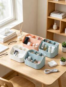 1pc Minimalist 5-Compartment Storage Box Baby Room Desktop Organizer Bedroom Storage Multi-Functional Organizer (3 Colors) - Multicolor - View 10