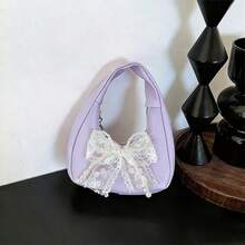 1pc Girls Bow PU Leather Lightweight Mini Ramadan Handbag With Zipper Closure Casual Lipstick Coin Purse Suitable For Autumn/Winter Daily Use - A - View 11