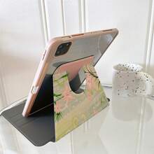 1pc Vintage Pink Lily Orchid Lotus Floral 360° Rotating Tablet Protective Case, Compatible With A16 2025, Compatible With Samsung Galaxy Tab S9 FE/S8 Plus/S7/S10, Compatible With OPPO Pad, Compatible With Huawei MatePad, Compatible With Vivo Pad, Compatible With Honor Pad, Compatible With Xiaoxin Pad - Multicolor - View 8