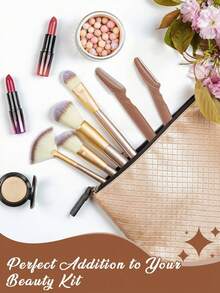 60/40/20pcs Brown Eyebrow Trimmer And Razor Set, Eyebrow Trimmer And Razor, Exfoliating And Hair Removal Tools, Body Hair Trimmer And Facial Set, Long Handle Blade With Precision Protective Cover, Cosmetics, Special Offer, Gift - Multicolor - View 5