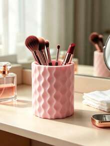 3D Printed Wavy Makeup Brush Holder, Vanity Makeup Brush Pen Holder, Desktop Cosmetic Storage Bucket, 3D Printed One-Piece Molded Large Capacity Cylindrical Design, Easy To Clean, Multi-Purpose, Multi-Scenario - Multicolor - View 12