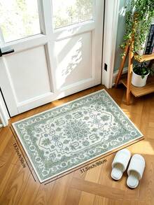 1pc Light Green Bohemian Living Room Rug, Suitable For Kitchen, Dining Room, Bedroom, Room Holiday Decor, Indoor/Outdoor, Office, Lobby, Anti-Slip Doormat, Bathroom Rug, Hallway, Study Gaming Area Rug - Mint Green - View 16