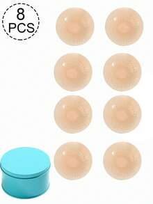 6pcs Women's Summer Ultra-Thin Silicone Nipple Covers, Self-Adhesive Breast Pads, Invisible Strapless Bra, Portable And Washable - Multicolor - View 11