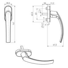 Olive finish window handles, white aluminium, 10 pack, for balcony door windows. - C - Übersicht 3