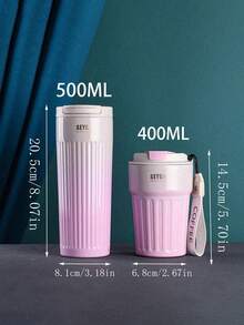 1pc/Set Portable Fashion Stainless Steel 304 Coffee Mug Color-Changing Design Travel Cup Gift - Multicolor - View 3