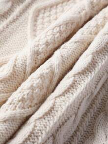 Atasan Sweater Rajut Kabel Gaya Preppy Minimalis Elegan Polos Kasual Sehari-hari untuk Wanita, Pakaian Musim Gugur dan Musim Dingin - Aprikot - View 8