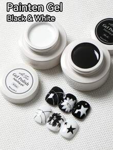 AiFer Set Starter Kutek Gel Hitam & Putih Soak-Off Tanpa Lap 8ml/Pc, Dapat Digunakan Sepanjang Musim, Tersedia 2 Warna - Hitam dan Putih - View 5
