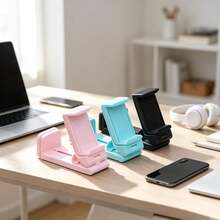 1/2pcs Adjustable Airplane Phone Holder 360° Rotating Phone Stand, Suitable For Travel, Fits Tray Table, Hands-Free Viewing Stand, Applicable For Airplane, Car, Office And Home, Foldable Phone Accessory - Multicolor - View 2